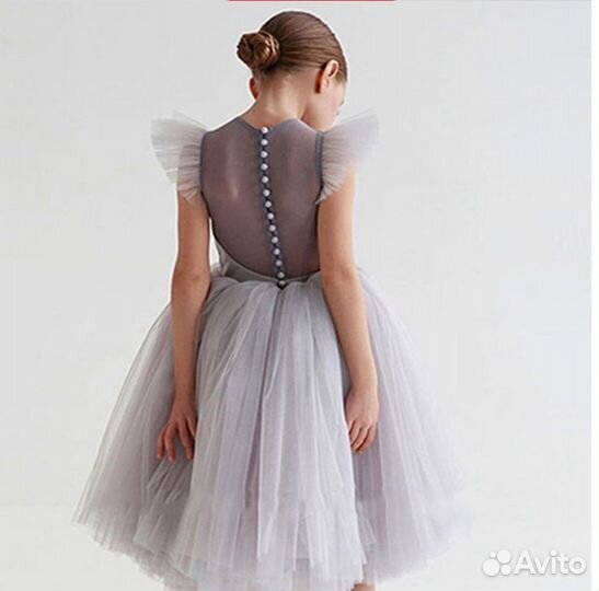 Нарядное платье с бусинками на спине 92 - 140