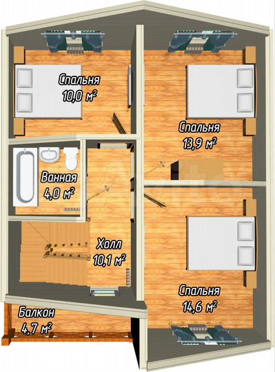 Коттедж 120 м² на участке 5 сот.