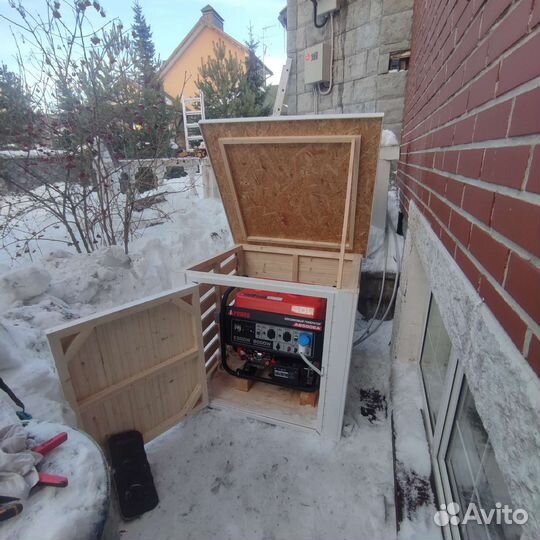 Монтаж генератора с автозапуском, в будке