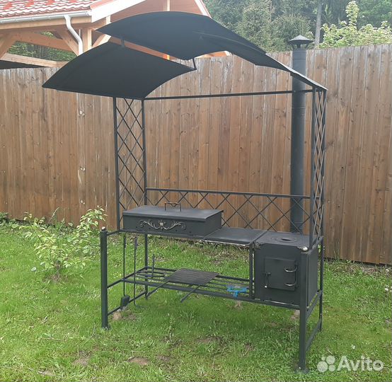 Кованый мангал с крышей / С печкой