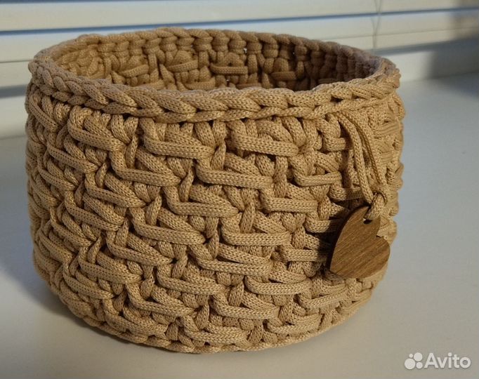 Вязаные корзинки ручной работы из шнура