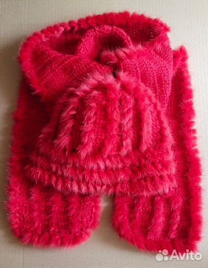 Шапка шарф вязаные с норкой