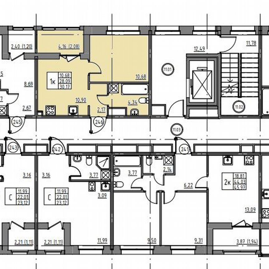 1-к. квартира, 30,2 м², 11/12 эт.