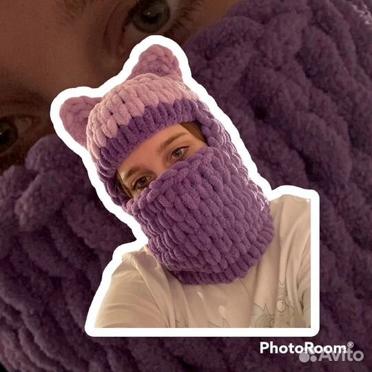 Балаклава вязаная с ушками