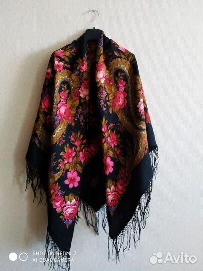 Павловопосадский платок новый шерсть