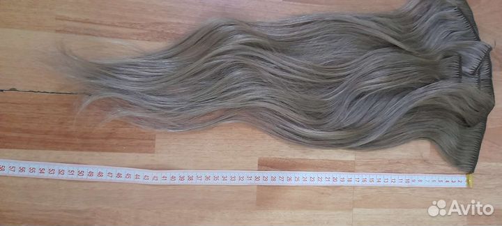 Натуральные волосы на заколках, холодный блонд