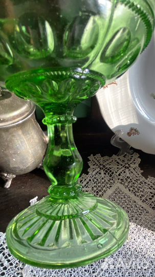 Ваза для фруктов 19в урановое стекло