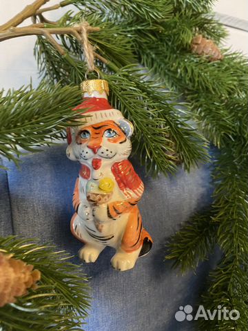 Елочная игрушка лефортовский фарфор Тигренок