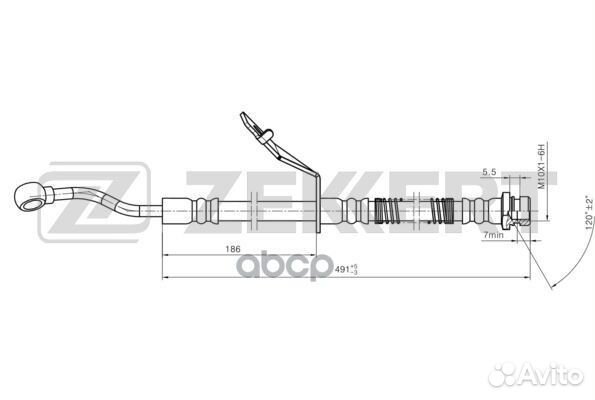 Шланг тормозной передний правый bs-9474 Zekkert