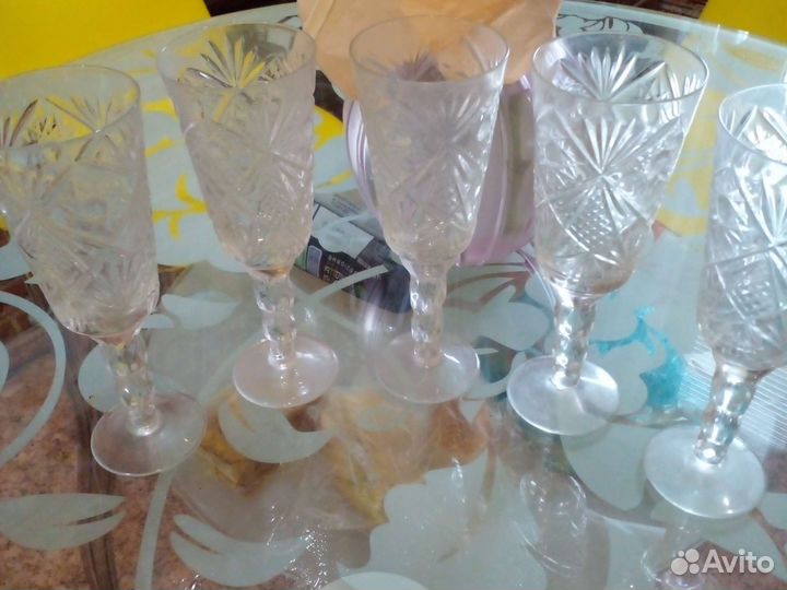 Фужеры хрустальные СССР. 5 шт. 20 см