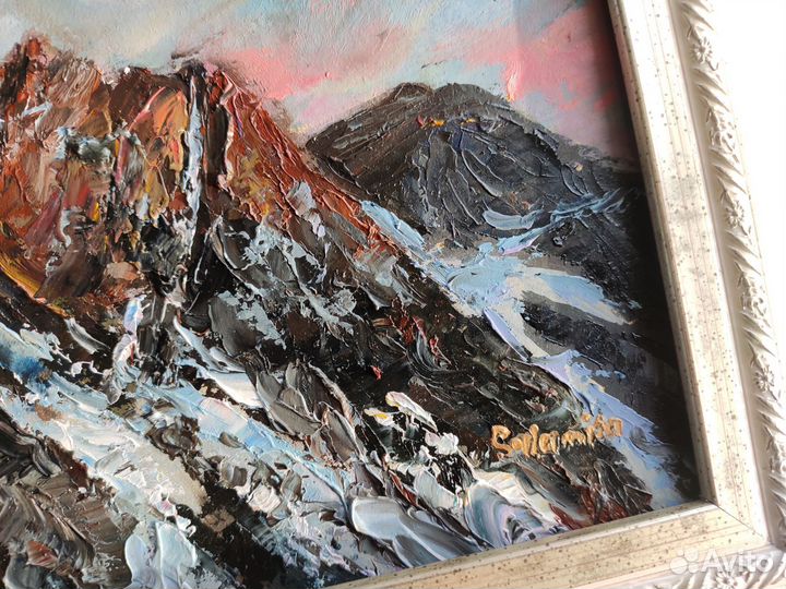 Картина маслом горы Хибины 15*20см. Апатиты