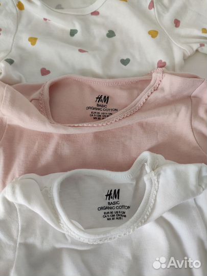 Вещи пакетом боди 80-86 размер H&M