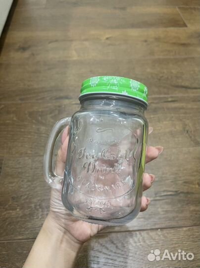 Кружка банка с крышкой, цена за 3 шт