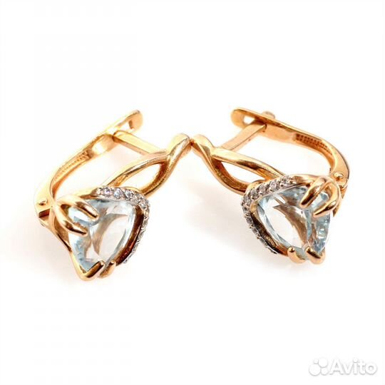 Серьги 585, топаз