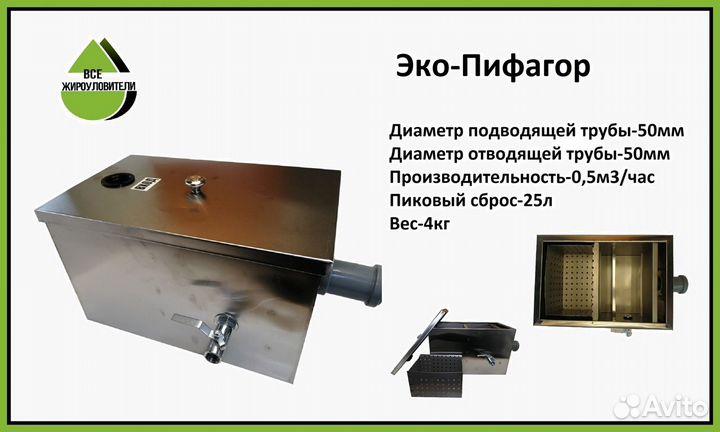 Жироуловитель под мойку. Модель 0,35-20 плюс