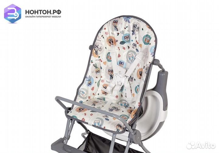 Стульчик для кормления Polini kids 252 Совы серый