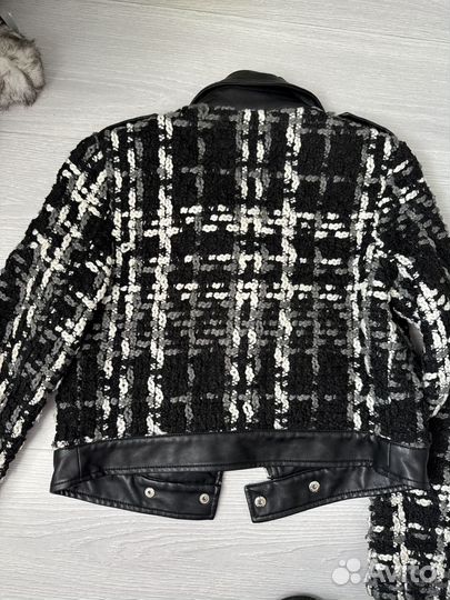 Твидовая/кожаная куртка