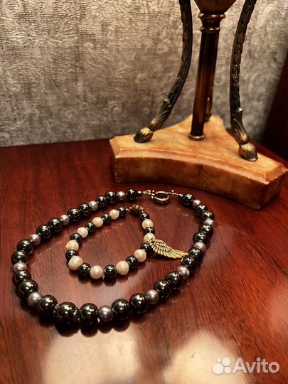 Ожерелье и браслет с речным жемчугом