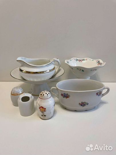 Набор советской фарфоровой посуды, соусник