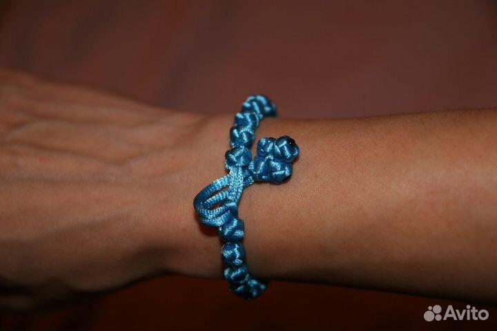 Православные четки, атласный шнур, голубые