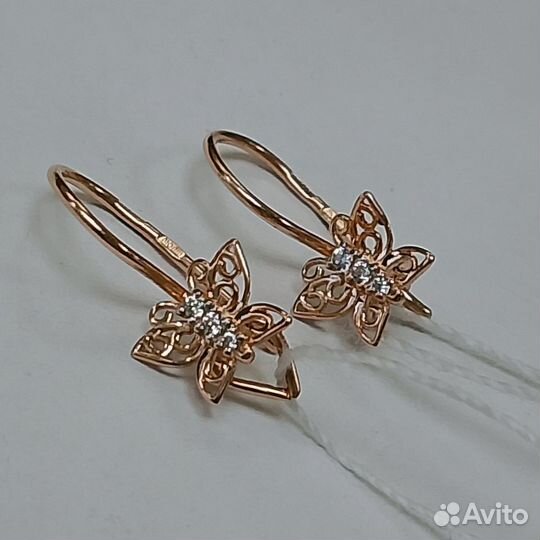 Золотые серьги с фианитом