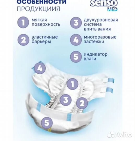 Подгузники для взрослых seni мед М 30 шт