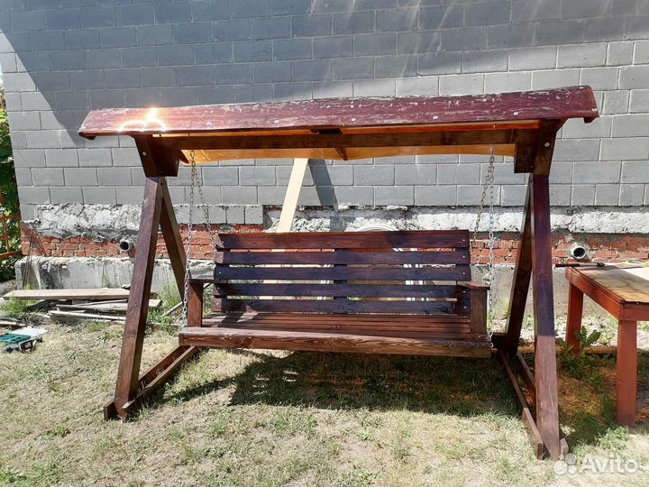 Садовые качели, деревянные, ручной работы