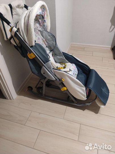 Детские санки коляска с колесами