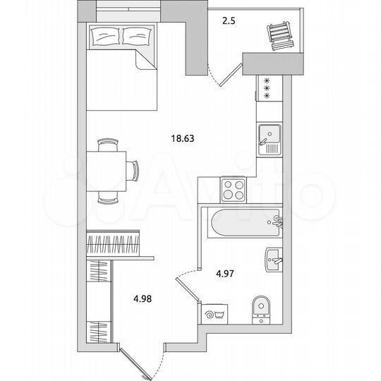 Квартира-студия, 31,1 м², 16/21 эт.