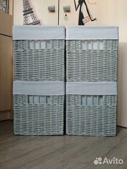 Комплект плетеных коробов с чехлами