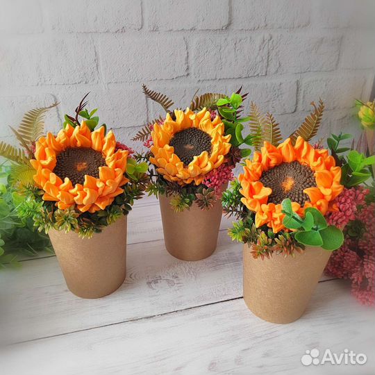 Мини букет с подсолнухами. Мыло ручной работы