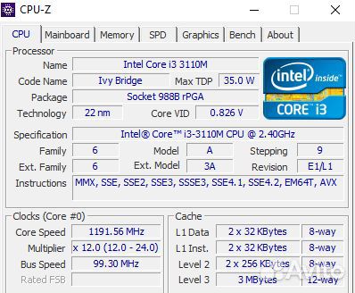 Процессор Intel Core i3 3110M