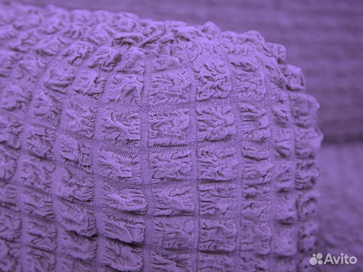 Чехол на угловой диван с оттоманкой справа Лиловый