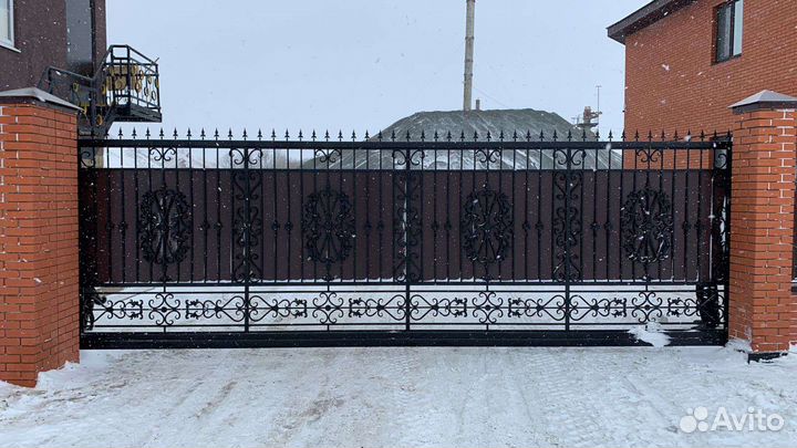 Ворота кованые Откатные автом промышленные
