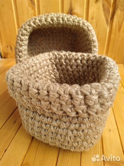 Корзинка из джута для хранения и декора