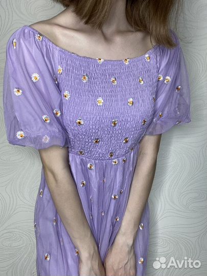 Платье фиолетове в ромашку