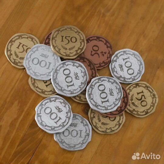 Башня и монеты для настольной игры Каркассон