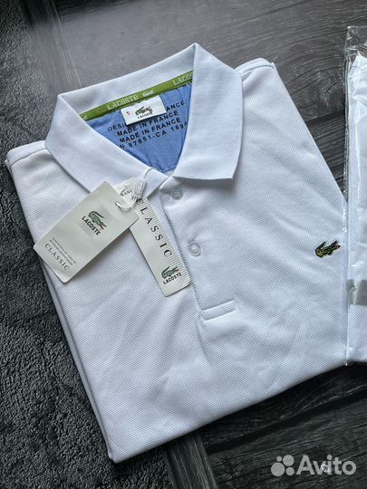 Поло Lacoste белое р.48,50,52,54,56