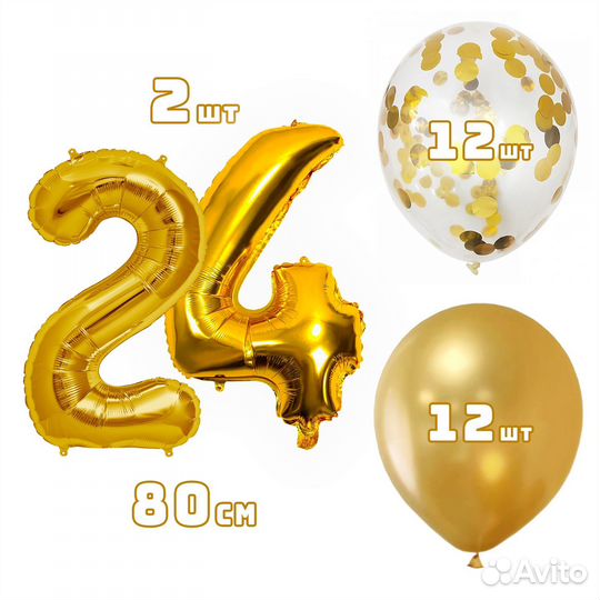 Шары Цифры 20, 24. Подарок на День Рождения