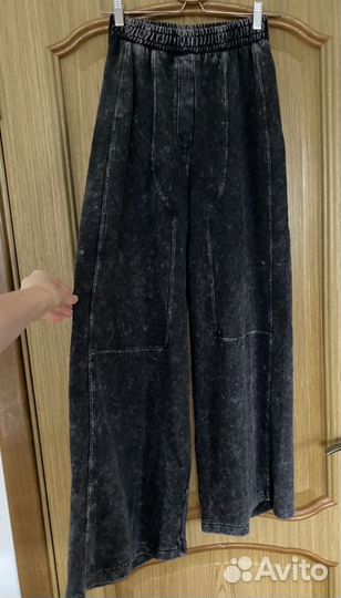 Широкие хлопковые штаны Zara оригинал S Washed