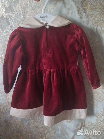 Платье бархатное для девочек 80-86(92)