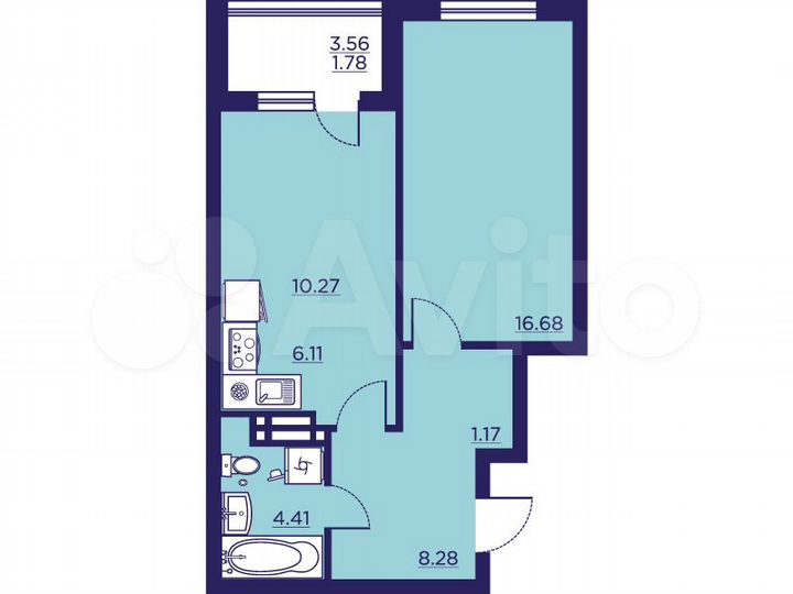 1-к. квартира, 48,7 м², 13/18 эт.