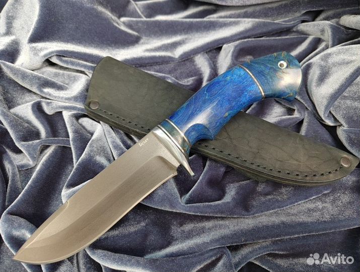 Нож Амур сталь булат, рукоять карельская береза си