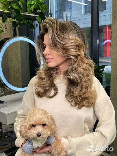 Сложное окрашивание волос airtouch, шатуш, стрижка