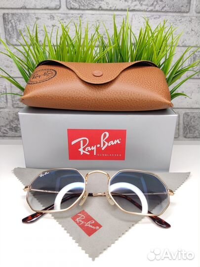 Очки Ray Ban Octagonal 3556 Golden Blue Стекло