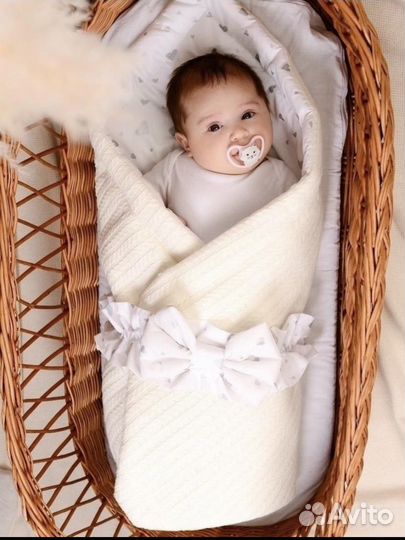 Нежный конверт на выписку / одеяло-плед для малыша