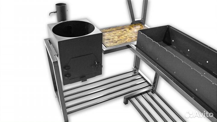 Мангал с печью под казан и крышей