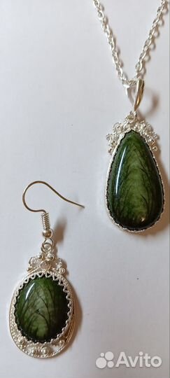 Финифть кулон и серьги Пейзаж 2