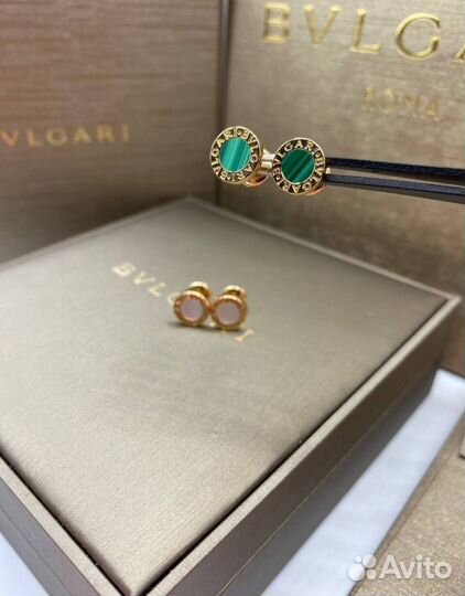 Золотые серьги пусеты bvlgari 585п.750п