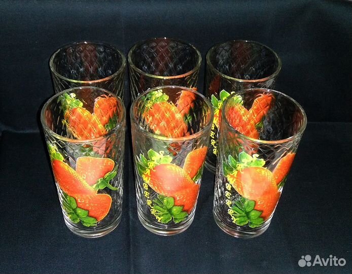 Стаканы с рисунком, 6 штук, стекло, 220 мл
